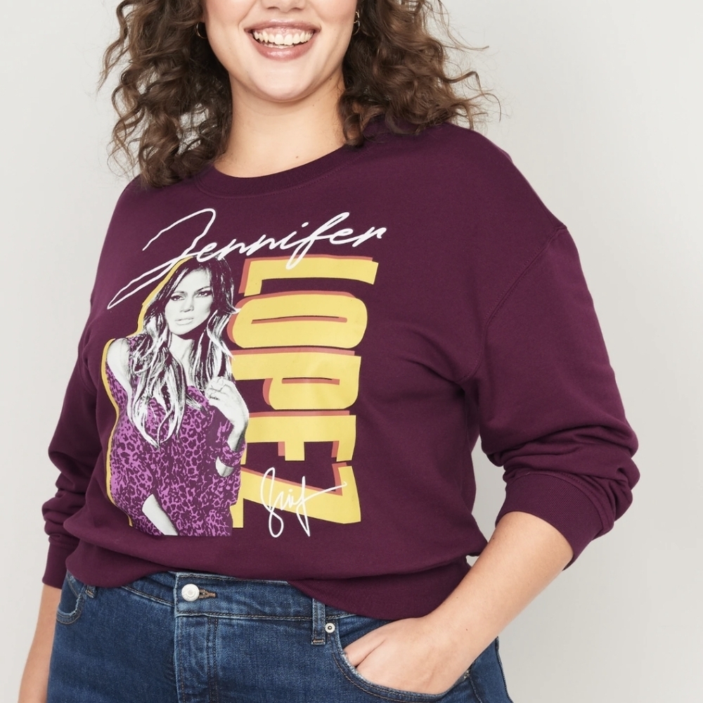 2X • Old Navy • Oversized Licensed Jennifer Lopez Cropped Sweatshirt